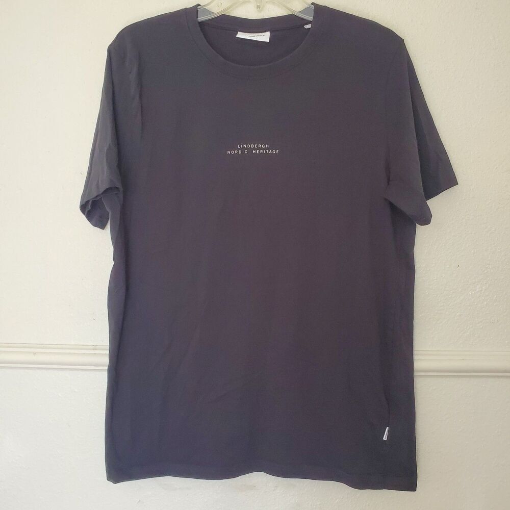 Lindbergh T-shirt Nordic Heritage Relaxed Fit Size L  100% cotton Black